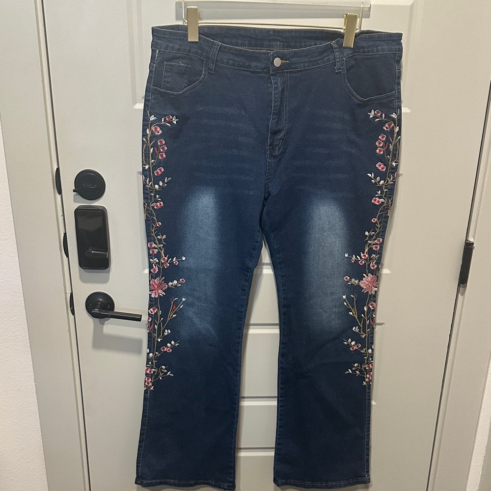 Embroidered Blue Jeans